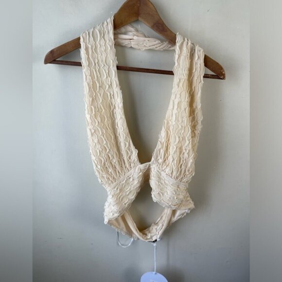 Princess Poly CHAYSE TOP BEIGE Halter cropped stretch deep V Size 12 NEW NWT - Picture 6 of 13